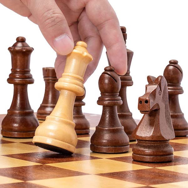 Wooden Chess Pieces in Action