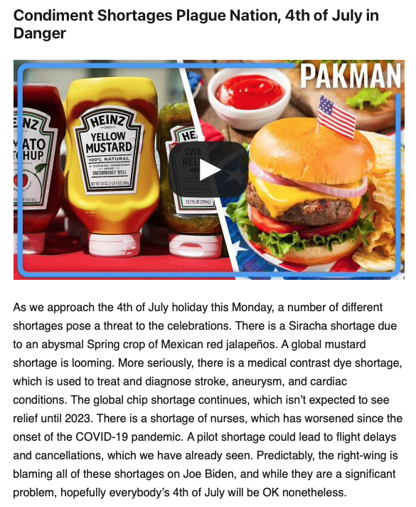 July 4th Impacted by Condiment Shortages?