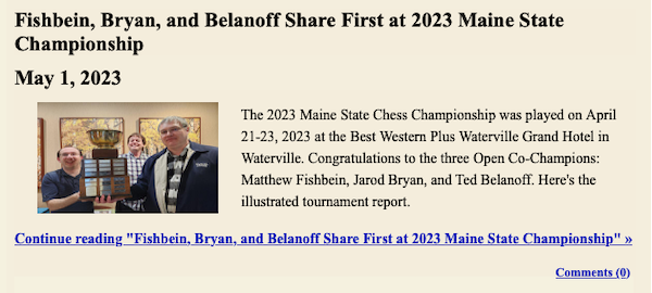 Three-way tie for Maine Chess Championship