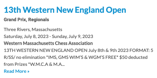 13TH WESTERN NEW ENGLAND OPEN