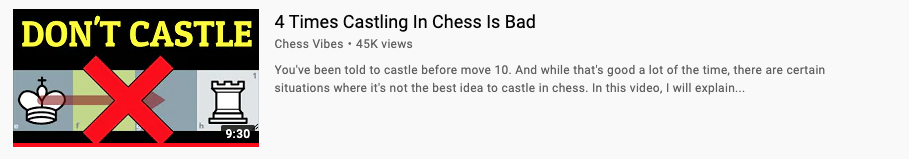 4 Times Castling in Chess Is Bad
