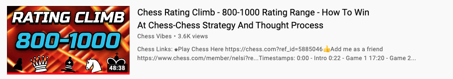 Chess Rating Climb 800-1000 Rating Range