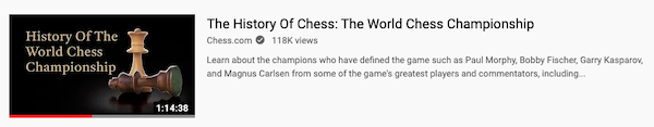 YouTube Chess.com video about world chess champions